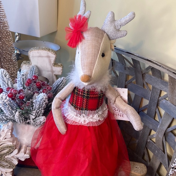 🆕 Vintage Inspired Shabby Chic Christmas Ballerina Reindeer Rag Doll Sitter - Picture 2 of 14